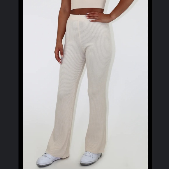 Hello Nite eggshell white ribbed super soft and cozy lounge pants straight fit - Picture 1 of 7